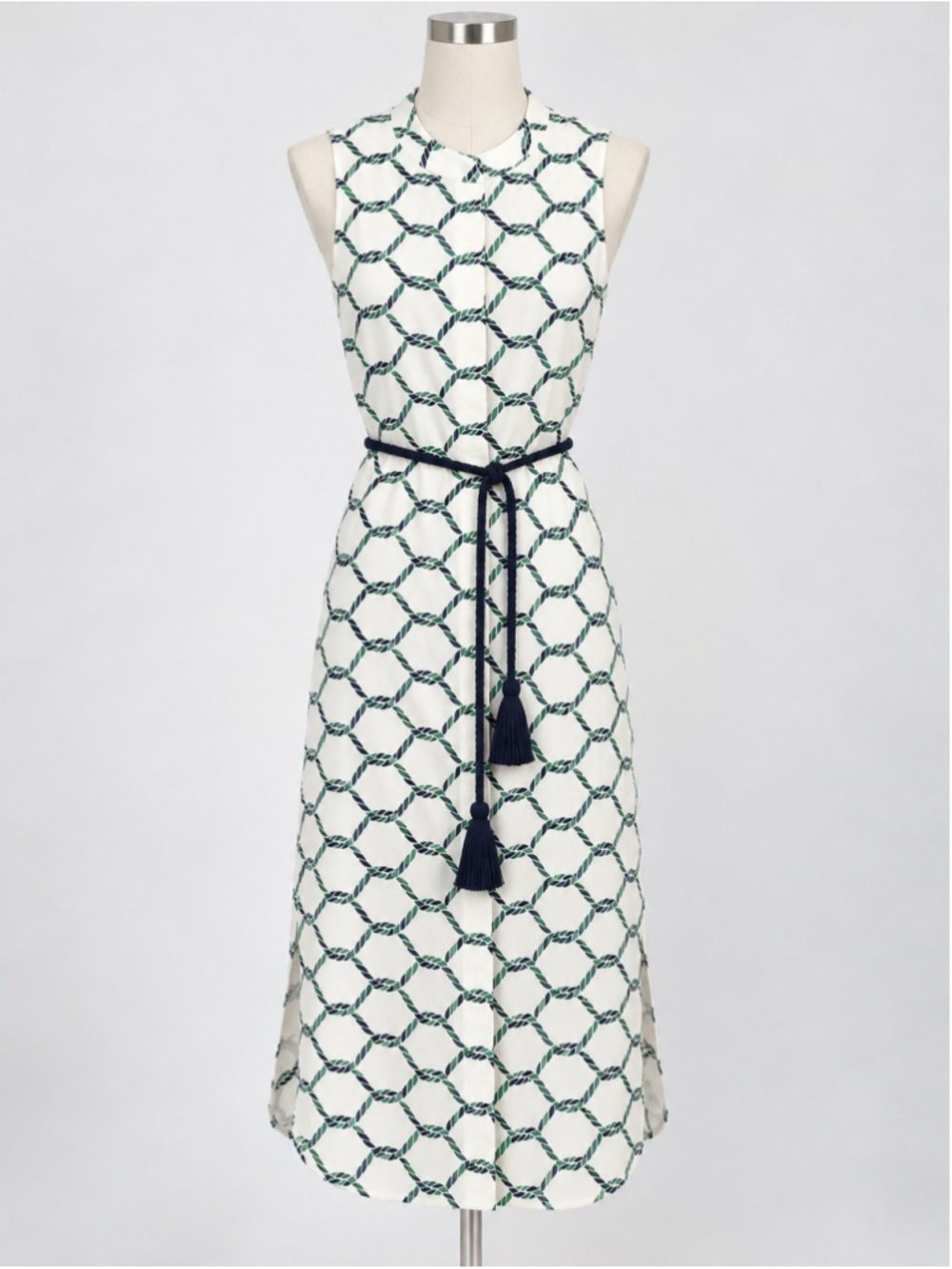 Tory Burch Dress XS Linen Blend Sleeveless Nautical Isle Rope Preppy Resort